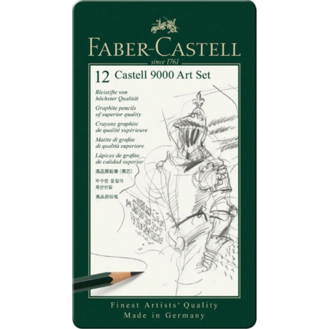 Μολύβια σχεδίου Faber- Castell 9000 σε μεταλλική κασετίνα 12 τεμαχίων 2H - 8B (119065)