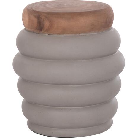 ΤΡΑΠΕΖΙ ΒΟΗΘΗΤΙΚΟ PUFFAT HM18172.03 FIBER CEMENT ΓΚΡΙ- ΞΥΛΟ TEAK TOP Φ45x46Υεκ.