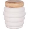 ΤΡΑΠΕΖΙ ΒΟΗΘΗΤΙΚΟ PUFFAT HM18172.02 FIBER CEMENT ΛΕΥΚΟ- ΞΥΛΟ TEAK TOP Φ45x46Υεκ.