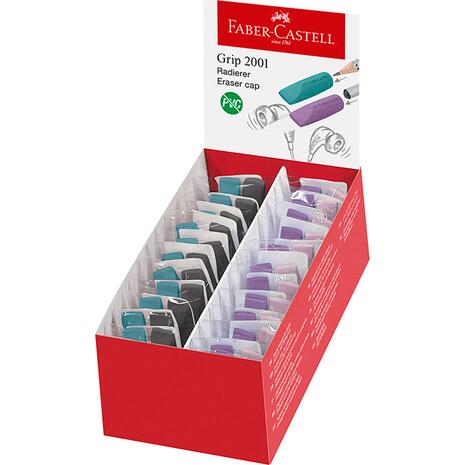 Γόμα καπάκι Faber-Castell Grip 2001 μαύρο-μπλε/ρoζέ-βιολετί (σετ 2 τεμαχίων)