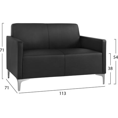 ΚΑΝΑΠΕΣ 2ΘΕΣΙΟΣ NELLIE HM3159.21 ΜΕ ΜΑΥΡΟ PU 113x71x71Υ εκ.