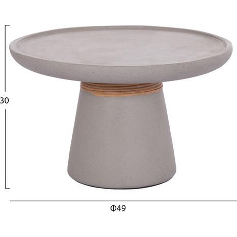 ΒΟΗΘΗΤΙΚΟ ΤΡΑΠΕΖΙ TRED HM18168.03 FIBER CEMENT ΓΚΡΙ-ΦΥΣΙΚΟ RATTAN--Φ49x30Υεκ.