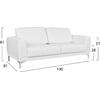 ΚΑΝΑΠΕΣ 3ΘΕΣΙΟΣ KENZIE HM3121.32 ΜΕ ΛΕΥΚΟ PU 190x81x81 εκ.