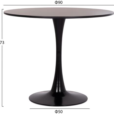 ΤΡΑΠΕΖΙ ΣΤΡΟΓΓΥΛΟ BROLIN HM18141.02 MDF TOP-ΒΑΣΗ ΜΕΤΑΛΛΙΚΗ--ΜΑΥΡΟ Φ90x73Υεκ