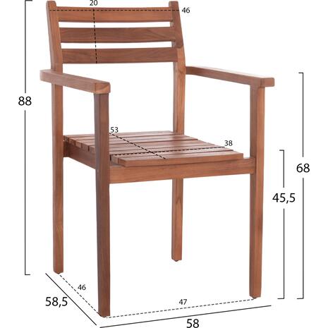ΠΟΛΥΘΡΟΝΑ KEMPO HM6358 ΞΥΛΟ TEAK ΣΕ ΦΥΣΙΚΟ--58x58,5x88Υεκ.