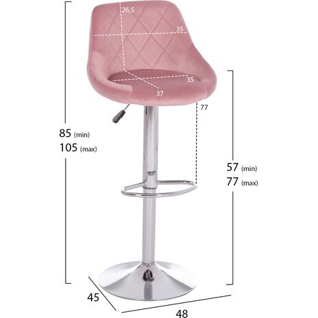ΣΚΑΜΠΟ ΜΠΑΡ ROSE HM204.42 ΜΕ ΑΜΟΡΤΙΣΕΡ ΧΡΩΜΙΟΥ & ΣΑΠΙΟ ΜΗΛΟ ΒΕΛΟΥΔΟ 48x45x105Υεκ. (σετ 2 τεμαχίων)