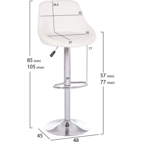 ΣΚΑΜΠΟ ΜΠΑΡ ROSE HM204.22 ΜΕ ΑΜΟΡΤΙΣΕΡ ΧΡΩΜΙΟΥ & ΛΕΥΚΟ PU 48x45x105Υεκ. (σετ 2 τεμαχίων) (Λευκό)