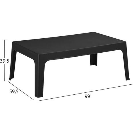 ΤΡΑΠΕΖΑΚΙ ΟΡΘΟΓΩΝΙΟ SLEEK HM6367.02 ΠΟΛΥΠΡΟΠΥΛΕΝΙΟ ΣΕ ΜΑΥΡΟ 99x59.5x39.5Υεκ.
