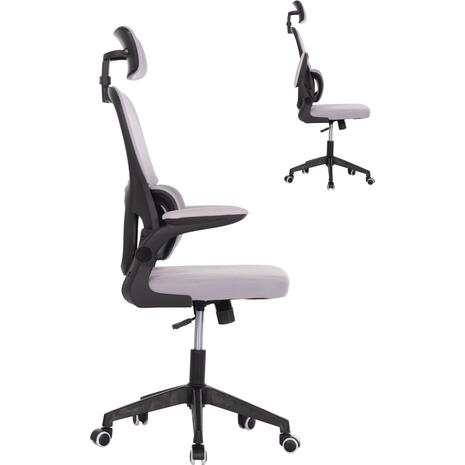 ΚΑΡΕΚΛΑ ΓΡΑΦΕΙΟΥ BASTON HM18236.02 ΓΚΡΙ MESH & ΜΑΥΡΟ PP ΣΚΕΛΕΤΟΣ 64x60x127Υεκ.
