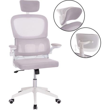 ΚΑΡΕΚΛΑ ΓΡΑΦΕΙΟΥ BASTON HM18236.03 ΓΚΡΙ MESH & ΛΕΥΚΟΣ PP ΣΚΕΛΕΤΟΣ 64x60x127Υεκ.