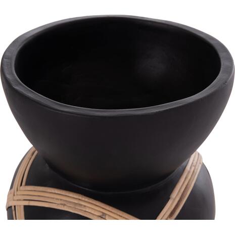 ΔΙΑΚΟΣΜΗΤΙΚΟ ΒΑΖΟ ΔΑΠΕΔΟΥ MAYNARD HM4672.01S FIBER CEMENT ΜΑΥΡΟ-RATTAN Φ27.5x50Υ