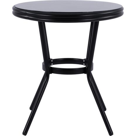 ΤΡΑΠΕΖΙ ΑΛΟΥΜΙΝΙΟΥ MOSES Φ70 BAMBOO LOOK HM5532.02 ΜΑΥΡΟ ΜΕ ΓΥΑΛΙ Φ70X76 εκ
