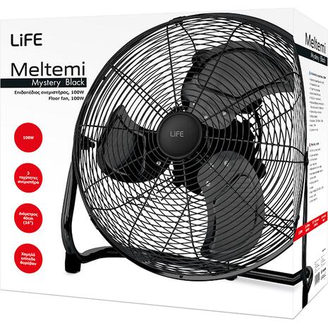 Επιδαπέδιος ανεμιστήρας, 100W Life Meltemi Mystery Black