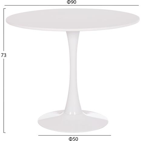 ΤΡΑΠΕΖΙ ΣΤΡΟΓΓΥΛΟ BROLIN HM18141.01 MDF TOP-ΒΑΣΗ ΜΕΤΑΛΛΙΚΗ--ΛΕΥΚΟ Φ90x73Υεκ