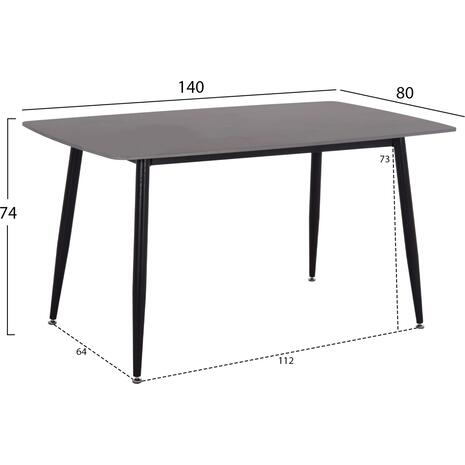 ΤΡΑΠΕΖΙ RAVEN HM18149.02 ΚΕΡΑΜΙΚΟ TOP ΜΕ ΟΨΗ ΜΑΥΡΟ ΜΑΡΜΑΡΟ 140x80x74Υεκ.