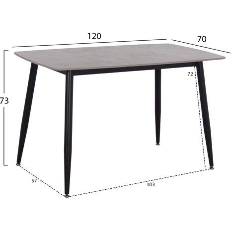 ΤΡΑΠΕΖΙ RAVEN HM9854.13 ΚΕΡΑΜΙΚΟ TOP ΓΚΡΙ ΜΑΡΜΑΡΟ-ΜΑΥΡΟ ΜΕΤΑΛΛΟ 120x70x73Υεκ.