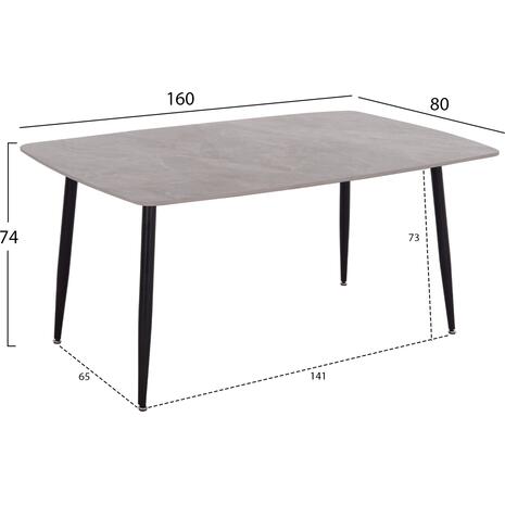 ΤΡΑΠΕΖΙ RAVEN HM18150.13 ΚΕΡΑΜΙΚΟ TOP ΜΕ ΟΨΗ ΓΚΡΙ ΜΑΡΜΑΡΟ 160x80x74Υεκ.