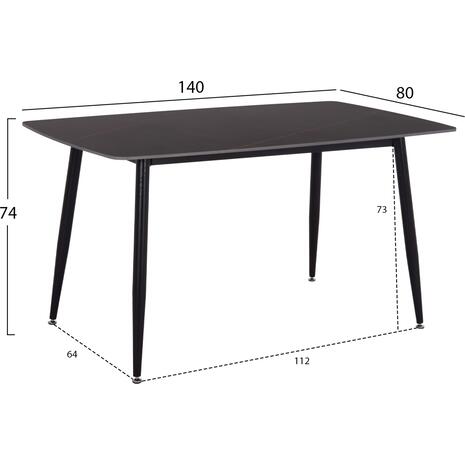 ΤΡΑΠΕΖΙ RAVEN HM18149.02 ΚΕΡΑΜΙΚΟ TOP ΜΕ ΟΨΗ ΜΑΥΡΟ ΜΑΡΜΑΡΟ 140x80x74Υεκ.