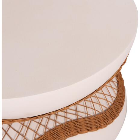 ΤΡΑΠΕΖΙ ΣΑΛΟΝΙΟΥ ANNA HM18157.02 FIBER CEMENT ΛΕΥΚΟ-ΦΥΣΙΚΟ RATTAN--Φ92x44.5Υεκ