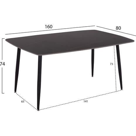 ΤΡΑΠΕΖΙ RAVEN HM18150.02 ΚΕΡΑΜΙΚΟ TOP ΜΕ ΟΨΗ ΜΑΥΡΟ ΜΑΡΜΑΡΟ 160x80x74Υεκ.