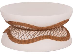 ΤΡΑΠΕΖΙ ΣΑΛΟΝΙΟΥ ANNA HM18157.02 FIBER CEMENT ΛΕΥΚΟ-ΦΥΣΙΚΟ RATTAN--Φ92x44.5Υεκ