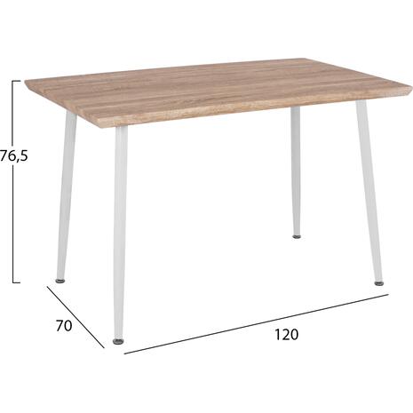 ΤΡΑΠΕΖΙ ΤΡΑΠΕΖΑΡΙΑΣ PALOMA HM8334.02, 120X70X76,5- SONOMA, ΛΕΥΚΑ ΠΟΔΙΑ