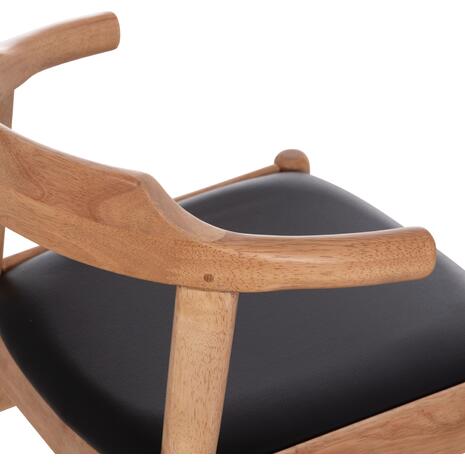 ΠΟΛΥΘΡΟΝΑ CERSEI HM9946.01 RUBBERWOOD ΣΕ LIGHT OAK & PU ΣΕ ΜΑΥΡΟ 57x53x72Υεκ (σετ 2 τεμαχίων)