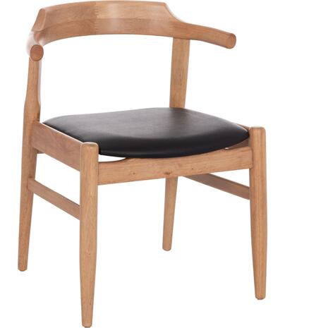 ΠΟΛΥΘΡΟΝΑ CERSEI HM9946.01 RUBBERWOOD ΣΕ LIGHT OAK & PU ΣΕ ΜΑΥΡΟ 57x53x72Υεκ (σετ 2 τεμαχίων)
