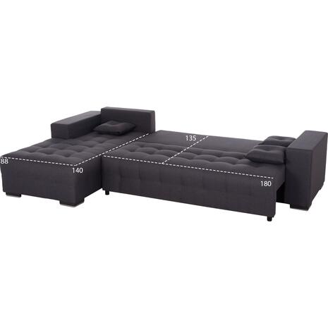ΓΩΝΙΑΚΟΣ ΚΑΝΑΠΕΣ-ΚΡΕΒΑΤΙ ΜΕ ΑΠΟΘ.ΧΩΡΟ TRENDSTON HM3302.01L ΓΚΡΙ ΥΦΑΣΜΑ 298x177x95Υεκ