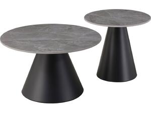 ΤΡΑΠΕΖΙΑ ΣΑΛΟΝΙΟΥ RIDGE HM18266.03 ΚΕΡΑΜΙΚΑ TOP ΜΕ ΟΨΗ ΓΚΡΙ ΜΑΡΜΑΡΟΥ Φ50εκ & Φ70εκ