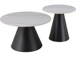 ΤΡΑΠΕΖΙΑ ΣΑΛΟΝΙΟΥ RIDGE HM18266.01 ΚΕΡΑΜΙΚΑ TOP ΜΕ ΟΨΗ ΛΕΥΚΟΥ ΜΑΡΜΑΡΟΥ Φ50εκ & Φ70εκ