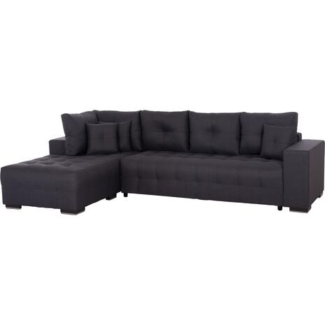 ΓΩΝΙΑΚΟΣ ΚΑΝΑΠΕΣ-ΚΡΕΒΑΤΙ ΜΕ ΑΠΟΘ.ΧΩΡΟ TRENDSTON HM3302.01L ΓΚΡΙ ΥΦΑΣΜΑ 298x177x95Υεκ