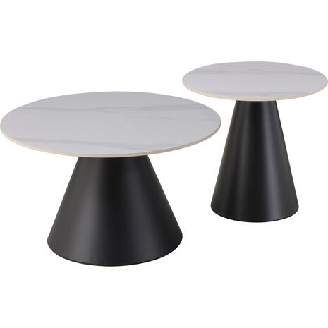 ΤΡΑΠΕΖΙΑ ΣΑΛΟΝΙΟΥ RIDGE HM18266.01 ΚΕΡΑΜΙΚΑ TOP ΜΕ ΟΨΗ ΛΕΥΚΟΥ ΜΑΡΜΑΡΟΥ Φ50εκ & Φ70εκ