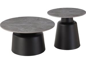 ΤΡΑΠΕΖΙΑ ΣΑΛΟΝΙΟΥ RINKON HM18263.03 ΚΕΡΑΜΙΚΑ TOP ΟΨΗ ΓΚΡΙ ΜΑΡΜΑΡΟΥ Φ50εκ & Φ70εκ