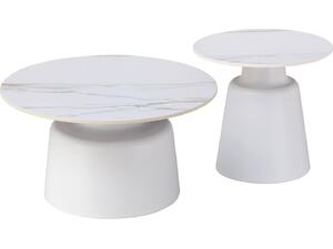 ΤΡΑΠΕΖΙΑ ΣΑΛΟΝΙΟΥ RINKON HM18263.04 ΚΕΡΑΜΙΚΑ TOP ΟΨΗ ΛΕΥΚΟΥ-ΧΡΥΣΟΥ ΜΑΡΜΑΡΟΥ Φ50εκ & Φ70εκ