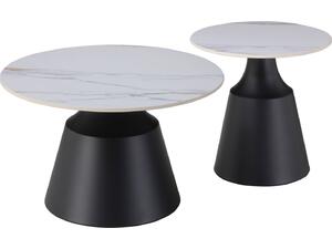 ΤΡΑΠΕΖΙΑ ΣΑΛΟΝΙΟΥ CORREN HM18264.04 ΚΕΡΑΜΙΚΑ TOP ΟΨΗ ΛΕΥΚΟΥ-ΧΡΥΣΟΥ ΜΑΡΜΑΡΟΥ Φ50εκ & Φ70εκ