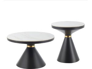ΤΡΑΠΕΖΙΑ ΣΑΛΟΝΙΟΥ TERRANO HM18268.01 ΚΕΡΑΜΙΚΑ TOP ΟΨΗ ΛΕΥΚΟ ΜΑΡΜΑΡΟ Φ50εκ & Φ70εκ
