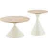 ΤΡΑΠΕΖΙΑ ΣΑΛΟΝΙΟΥ JENNEL HM18265 ΜΕΤΑΛΛΟ ΜΠΕΖ--MDF ΜΕ PAPERWOOD Φ50εκ & Φ70εκ