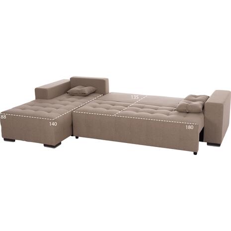 ΓΩΝΙΑΚΟΣ ΚΑΝΑΠΕΣ-ΚΡΕΒΑΤΙ ΜΕ ΑΠΟΘ.ΧΩΡΟ TRENDSTON HM3302.03L ΜΠΕΖ ΥΦΑΣΜΑ 298x177x95Υεκ