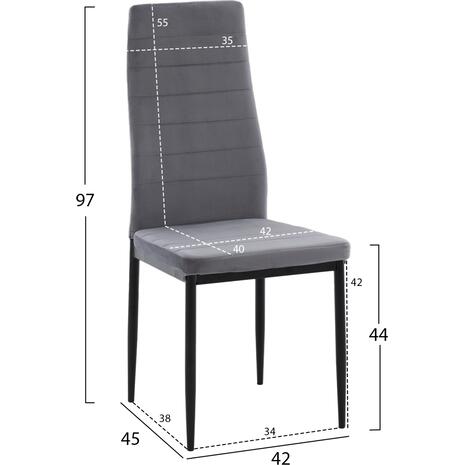 ΣΕΤ ΤΡΑΠΕΖΑΡΙΑΣ 5ΤΜΧ LADY HM21199.01 ΓΥΑΛΙ--ΜΕΤΑΛΛΟ ΣΕ ΜΑΥΡΟ & ΒΕΛΟΥΔΟ ΓΚΡΙ
