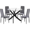 ΣΕΤ ΤΡΑΠΕΖΑΡΙΑΣ 5ΤΜΧ LADY HM21199.01 ΓΥΑΛΙ--ΜΕΤΑΛΛΟ ΣΕ ΜΑΥΡΟ & ΒΕΛΟΥΔΟ ΓΚΡΙ