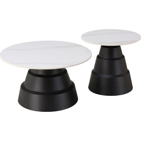 ΤΡΑΠΕΖΙΑ ΣΑΛΟΝΙΟΥ LIDOK HM18261.01 ΚΕΡΑΜΙΚΑ TOP ΟΨΗ ΛΕΥΚΟΥ ΜΑΡΜΑΡΟΥ Φ50εκ & Φ70εκ