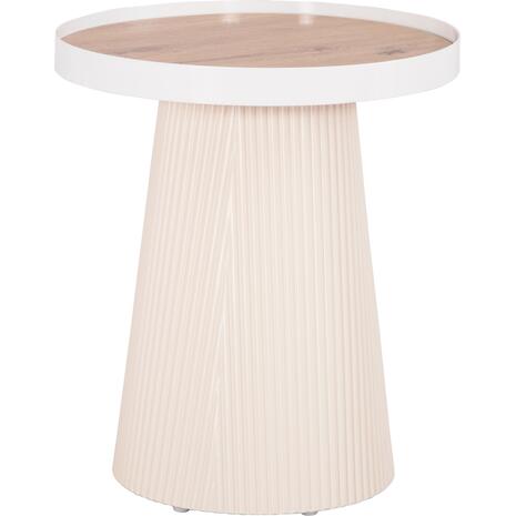 ΤΡΑΠΕΖΑΚΙ ΒΟΗΘΗΤΙΚΟ DENTON HM18023.02 MDF TOP ΦΥΣΙΚΟ ΞΥΛΟΥ-ΒΑΣΗ ΛΕΥΚΗ Φ45x51,5Υεκ.