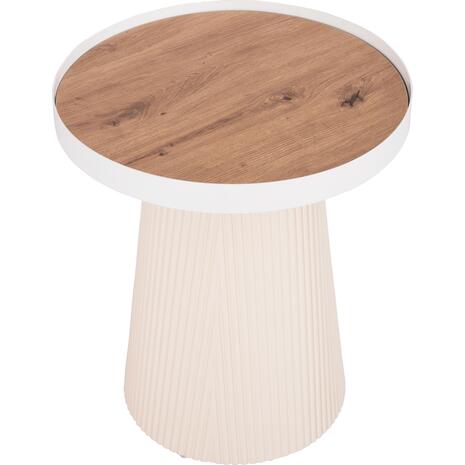 ΤΡΑΠΕΖΑΚΙ ΒΟΗΘΗΤΙΚΟ DENTON HM18023.02 MDF TOP ΦΥΣΙΚΟ ΞΥΛΟΥ-ΒΑΣΗ ΛΕΥΚΗ Φ45x51,5Υεκ.