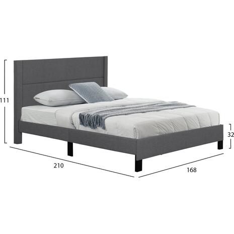 ΚΡΕΒΑΤΙ TRILLOP HM666.12 ΓΚΡΙ ΥΦΑΣΜΑ ΓΙΑ ΣΤΡΩΜΑ 160X200εκ.