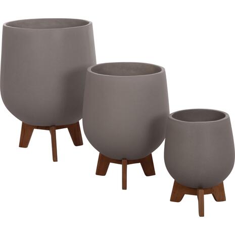 ΣΕΤ 3 ΓΛΑΣΤΡΕΣ ΜΕ TEAK ΒΑΣΕΙΣ TRYLL HM4681.03 FIBER CEMENT--ΓΚΡΙ