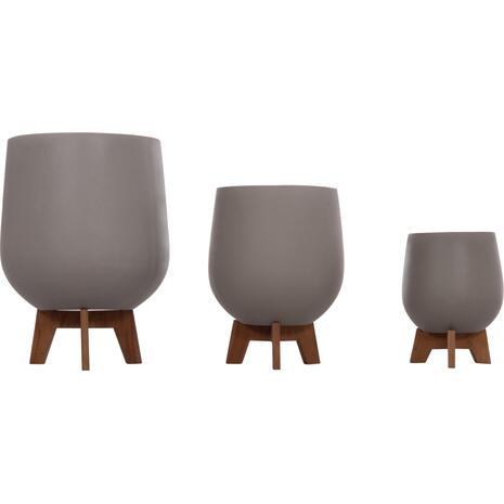 ΣΕΤ 3 ΓΛΑΣΤΡΕΣ ΜΕ TEAK ΒΑΣΕΙΣ TRYLL HM4681.03 FIBER CEMENT--ΓΚΡΙ