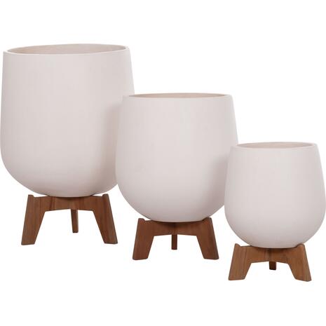 ΣΕΤ 3 ΓΛΑΣΤΡΕΣ ΜΕ TEAK ΒΑΣΕΙΣ TRYLL HM4681.02 FIBER CEMENT ΛΕΥΚΟ