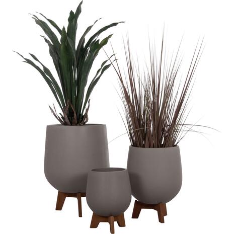 ΣΕΤ 3 ΓΛΑΣΤΡΕΣ ΜΕ TEAK ΒΑΣΕΙΣ TRYLL HM4681.03 FIBER CEMENT--ΓΚΡΙ