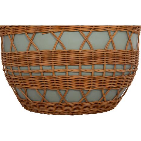 ΤΡΑΠΕΖΙ ΣΑΛΟΝΙΟΥ VILHENA HM18165 FIBER CEMENT ΠΡΑΣΙΝΟ-RATTAN ΦΥΣΙΚΟ Φ56x47Υεκ.